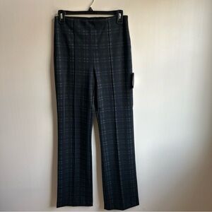 Dark Plaid Straight-Leg Pants